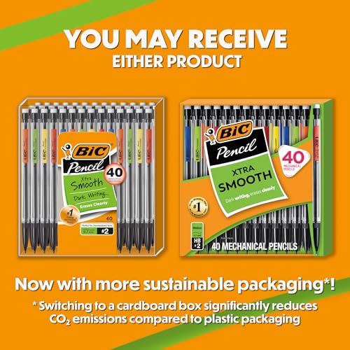 BIC Xtra Smooth Mechanical Pencil with 0.7 mm Medium Point, Refillable and Retractable, 40-Count (Pack of 8) - color: Black, size: 40 Count (Pack of 8)