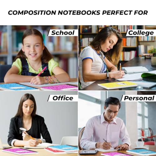 Rosmonde 100 Pack, Bulk Composition Notebooks, College Ruled Notebook, 200 Pages (100 Sheets), 9-3/4 x 7-1/2, Hard Cover Binding, Back to School Supplies, Bulk Notebooks for School, Office Notebooks - size: 100 Pack, style: Color Marble