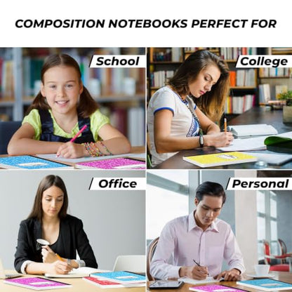 Rosmonde 100 Pack, Bulk Composition Notebooks, College Ruled Notebook, 200 Pages (100 Sheets), 9-3/4 x 7-1/2, Hard Cover Binding, Back to School Supplies, Bulk Notebooks for School, Office Notebooks - size: 100 Pack, style: Color Marble
