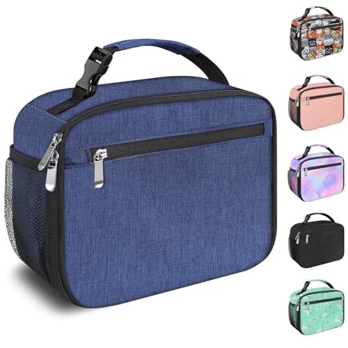 Kids Lunch Box for Boys Girls Lunch Bag Insulated Durable Lunchbox Children Lunch Tote Bag for School Dark Blue - color: Dark Blue