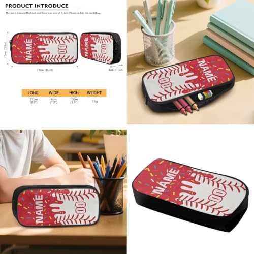 Personalized Baseball Drip School Backpack Kids Bookbag for Boys Girls,Custom Text Name Number 4 Piece Red Ice Cream Baseball Backpacks with Lunch Box, Pencil Case & Water Bottle Sleeve - color: Y-custom