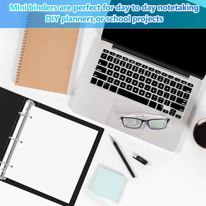 Henoyso 12 Pcs Plastic Mini 3 Ring Binders 1.5'' Binder, Fits 5.5" x 8.5" Paper Holds(capacity 280 Sheets), Flexible Three Round Rings Small Black Binders Bulk for School, Office Use, Photo Album Page - color: Black, size: 1.5 Inch
