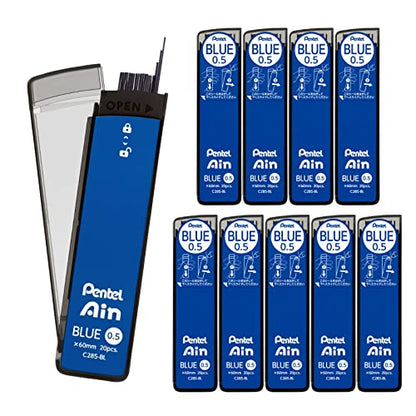 Pentel Ain Mechanical Lead, 0.02 inches (0.5 mm), Blue, 10 Pieces C285-BL - size: 1 Count (Pack of 10), style: BL