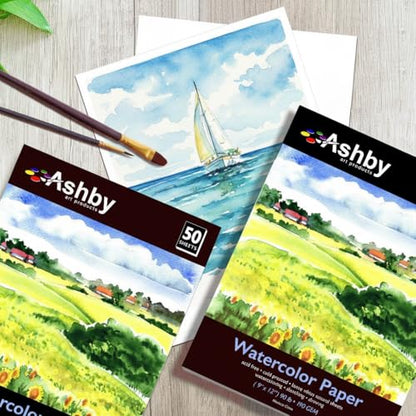 100 Sheets of Practice Watercolor Paper (9" x 12") - 190 GSM, Acid-Free and Cold Pressed.. Perfect for Painting, Sketching or Drawing. Wet, Dry and Mixed Media. Bulk Pack