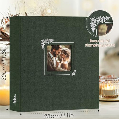 Lanpn Scrapbook Photo Album 8.5x11, Linen Window Design Cover Top Load 3 Ring Folder Binder Photobook Photo Book 8.5 x 11 inch with 30 Plastic Sleeves 60 Pages Green - color: Green, size: 8.5x11"