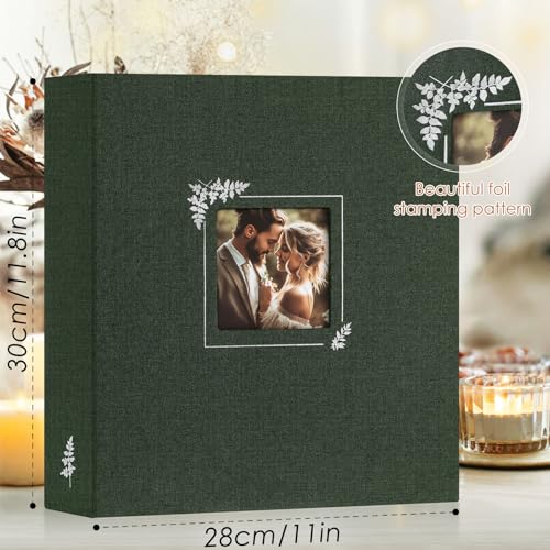 Lanpn Scrapbook Photo Album 8.5x11, Linen Window Design Cover Top Load 3 Ring Folder Binder Photobook Photo Book 8.5 x 11 inch with 30 Plastic Sleeves 60 Pages Green - color: Green, size: 8.5x11"