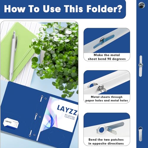 Plastic 2 Pocket Folders with Prongs, 30 Pack, Heavyweight, Letter Size Poly Folders with 3 Metal Prongs Fastener Clips (Blue) - color: Blue