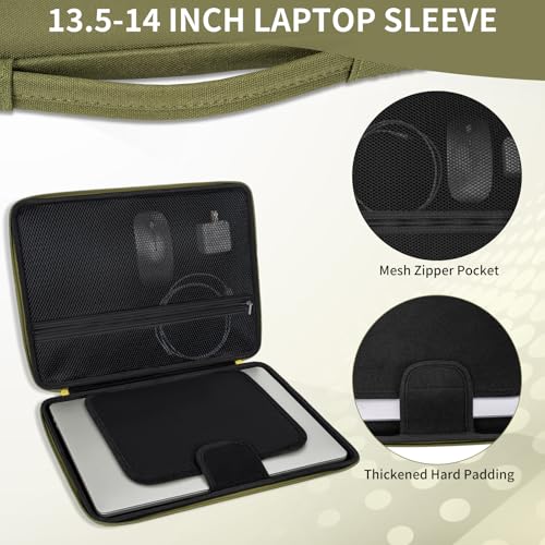 Hard Laptop Sleeve Case for 13.6" MacBook Air, 14" MacBook Pro | Fit MacBook Air M2/M3 A2681 A3113, 14" MacBook Pro M4/M3/M2/M1 Pro/Max A3112 A3401 A3185 A2992 A2918 A2779, Water-Resistant - color: Green