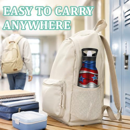 Flag Insulated Water Bottle with Straw 20 oz,Stars Stainless Steel Leak Resistant Double Wall Water Bottles with Handle for Gym Sports Travel Outdoor - color: Flag,Stars
