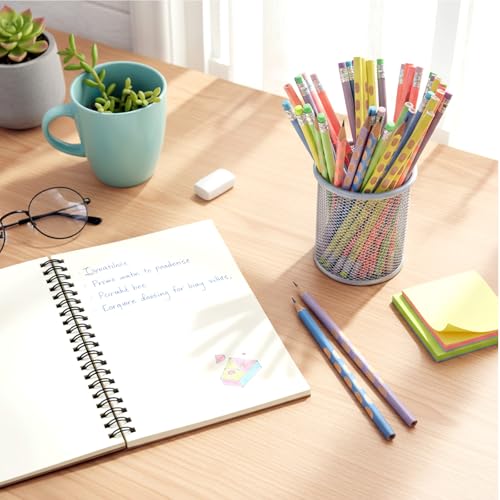 TecUnite 60 Pcs HB Pencils #2 Unsharpened Wood Cased Pencils with Eraser Triangular Pencil Cute Graphite No. 2 Pen for Adults Gifts Exam School Office Sketching Learning (Rainbow Color, Silver)