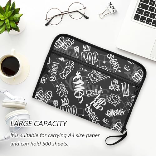 Hip-hop Graffiti Rap Music File Folders,Plastic Folders with 13 Pockets,Expandable File Folder for Documents School Students Office,Aesthetic Folder with Labels A4 Letter Size - color: Multi 21