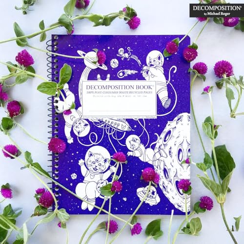 Decomposition Kittens in Space College Ruled Spiral Notebook - 9.75 x 7.5 Journal with 160 Lined Pages - 100% Recycled Paper - Cute Notebooks for School Supplies, Home & Office - Made in USA - color: Kittens in Space, style: Spiral-bound