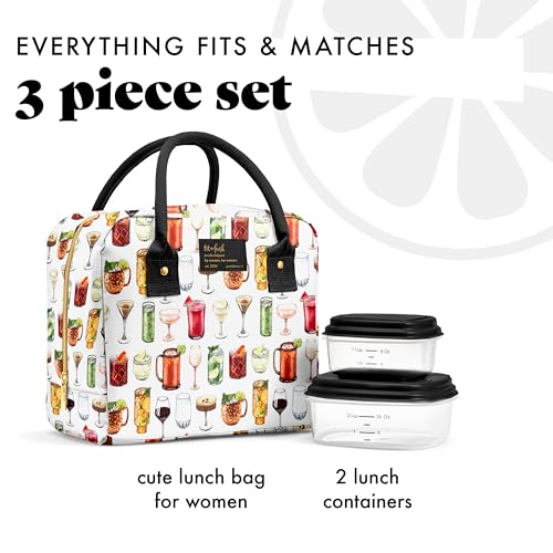 Fit & Fresh Bloomington Lunch Bag for Women - Insulated Large Lunch Box for Work with Containers, Leak-Resistant, Stain-Resistant, Zipper Closure, Mixology - color: Mixology