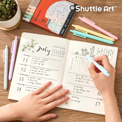 Shuttle Art Retractable Pastel Gel Ink Pens, 11 Pack Black Ink Pens, Cute Pens 0.5mm Fine Point for Writing Journaling Taking Notes School Office Home - color: 11 Black Ink
