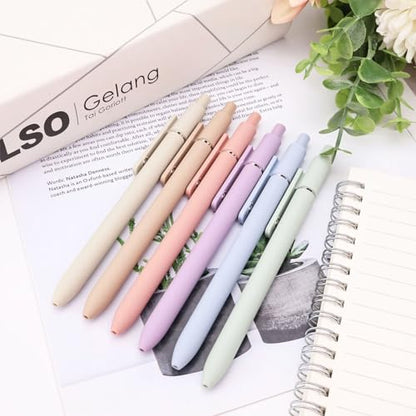 ITAWIXS 6Pcs Cute Gel Pens, 0.5mm Fine Point Smooth Writing Pens, Aesthetic Pens for Journaling Note Taking, Office School Supplies, Gifts for Women - color: 6pcs Morandi