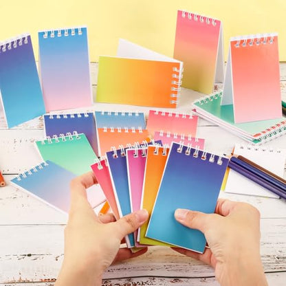 Mini Notebooks Bulk Small Spiral Notebook 24 PCS Mini Journal Pocket Notebooks Set Colorful Cover Notebooks for Party Supplies Teacher Children Classroom Rewards - style: Fade Color