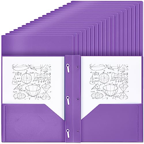 Lincia 100 Pcs Plastic Folders with Pockets and Prong Folders with Prongs 2 Pockets for Office, School for Students, Teachers, Office Workers(Purple) - color: Purple