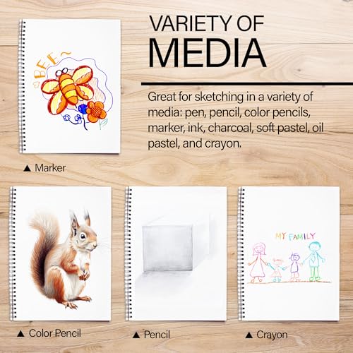 BAZIC Products Spiral Sketch Book, Side Bound, 8.5 x 11 in, 30 Sheets | 30-sheet spiral sketch book, smooth drawing paper for sketching, shading - color: 30 Sheets - 8.5"x11", size: 1-Pack