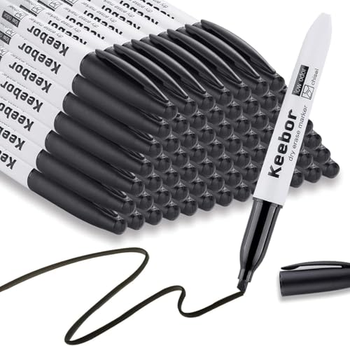Keebor Dry Erase Markers Bulk, Chisel Tip, Black, 72 Pack Low-odor Whiteboard Markers, Office & Back to School Supplies, - color: Black