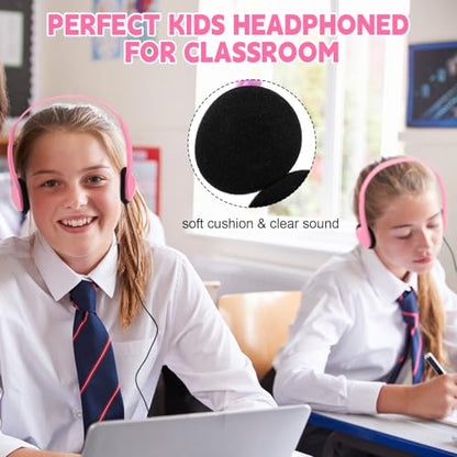 Konohan 30 Pack Headphones Bulk Headphone for School Classroom Student Wired Headphones Adjustable with 3.5 mm Jack for Adults (Pink) - color: Pink
