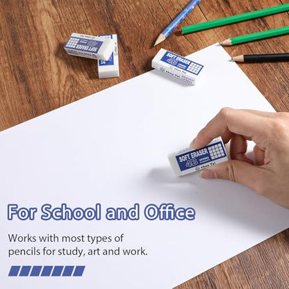 120 Pack White Erasers Bulk for Office, Office, Latex-Free Soft Erasers for Adult, Teachers as School Supplies