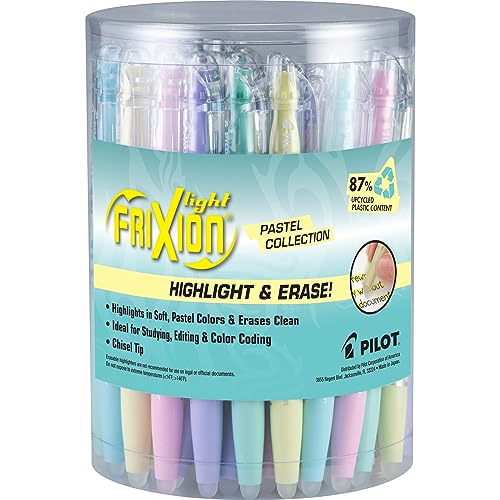 Pilot FriXion Light Pastel Erasable Highlighters, Chisel Tip, Pack of 36, Assorted Bulk Aesthetic Highlighters - Ideal for School, Journaling, and Office Use - color: Assorted 36