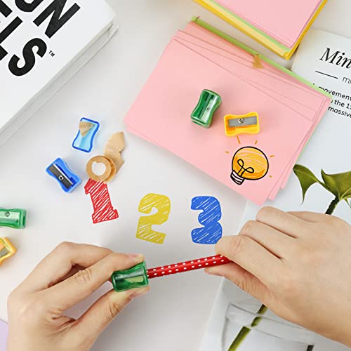 96 PCS Coloured Plastic Pencil Sharpener，Kids Plastic Manual Pencil Sharpener with Cap Bulk Set Manual Pencil Sharpener，Mini Handheld Sharpener with Lid