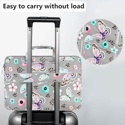 Hseok Laptop Shoulder Bag 13-14 inch Shockproof Water-Resistant HandBag with Small Case Compatible with MacBook Pro/Neo 14" M5/M4/M3/M2/M1, Mac Air/Pro 13.3", XPS 13/14, Most 13"-14" PC,Butterfly - color: Butterfly, size: 13"-14"