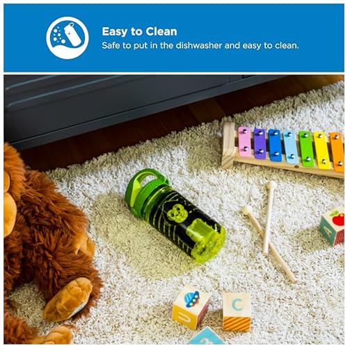 Nalgene Kids' 12 oz On The Fly Lock-Top Water Bottle, Green Monkey - color: Green Monkey, size: 12 Ounces