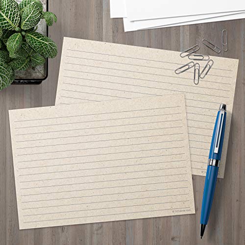 321Done Ruled Note Cards, 5x7 Thick Index Cards - Kraft Tan Card Stock, Notecards & Stationery with Lines for Writing, Stamping - Made in USA, Set of 50 - No Envelopes - size: Large (5 x 7)