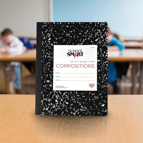 School Smart Hard Cover Composition Book, Unruled, 9-3/4 x 7-1/2 Inches, 100 Sheets (Pack of 3) - size: 1 Count (Pack of 3)