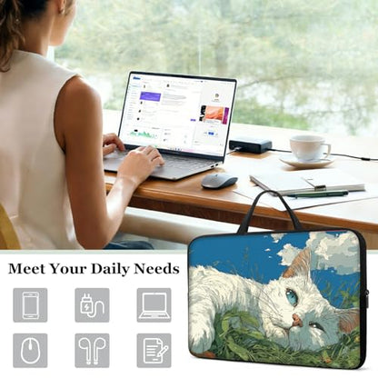 10" Laptop Sleeve with Handle, Cute Sleeping Cat Water‑Resistant Tabet Carrying Case for 11 inch iPad 2025/11" iPad Air M3/ 11" iPad Pro M5 M4/ 11" Galaxy Tab S9 S8 / Lenovo Tab M11 - color: Cute Sleeping Cat, size: 10-11 inch Devices