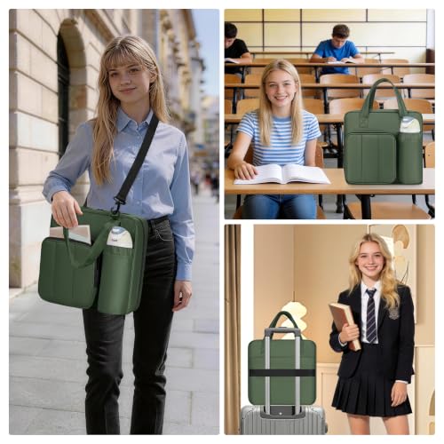 Upgraded Zipper Binder | 3-Inch & 2-Inch O-Rings, 600 Sheet Capacity Trapper Keeper with 13 Inch Laptop Sleeve & Water Bottle Holder, Binder Bag with Multi-Pockets & Shoulder Strap (Retro Green) - color: Retro Green