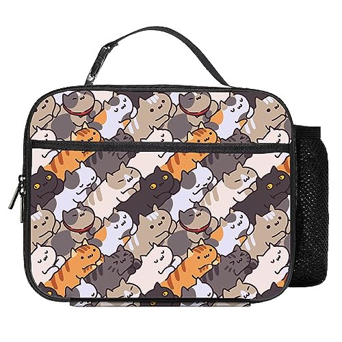 Cat Lunch Bag Reusable Insulated Lunch Box Keep Food Cooler Thermal Lunch Tote for Women Men - color: Cat