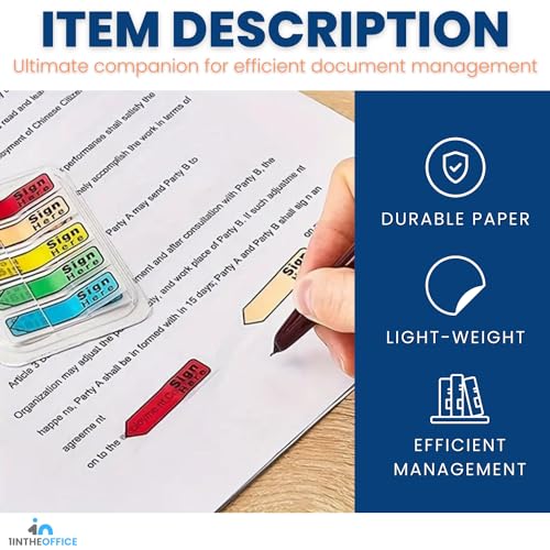 1InTheOffice Sign Here Flags, Assorted Colors, 0.56", 240 Pack