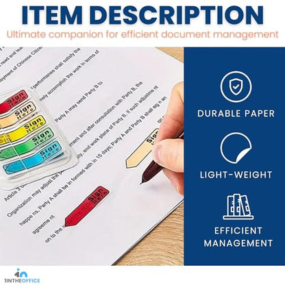 1InTheOffice Sign Here Flags, Assorted Colors, 0.56", 240 Pack