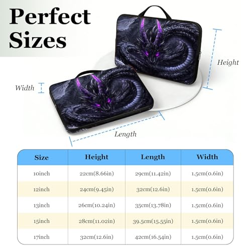 17 17.3 inch Laptop Sleeve with Handle, Black Dragon Water‑Resistant Laptop Carrying Case for HP 17.3 inch Laptop/HP Envy 17/Dell Inspiron 17/Lenovo Ideapad 17.3 - color: Black Dragon, size: 17-17.3 inch Devices