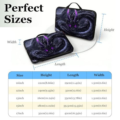 17 17.3 inch Laptop Sleeve with Handle, Black Dragon Water‑Resistant Laptop Carrying Case for HP 17.3 inch Laptop/HP Envy 17/Dell Inspiron 17/Lenovo Ideapad 17.3 - color: Black Dragon, size: 17-17.3 inch Devices