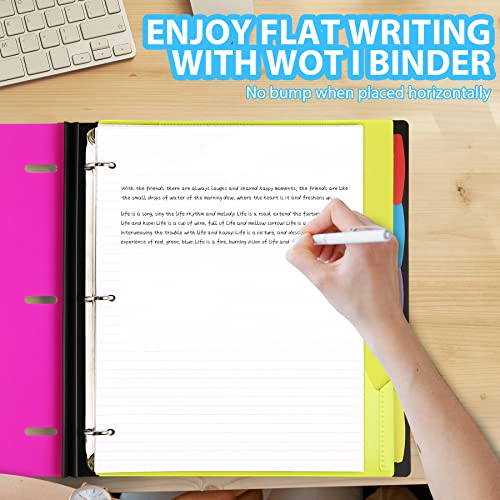 WOT I 1-Pack Telescoping 3 Ring Binder Notebook - Customizable Cover, 5 Dividers & Pocket Folder in One Slim Organizer (60 Sheets Included), Pink - color: Pink, size: 1 Pack