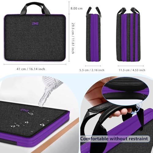 ZINZ Slim Expandable Laptop Case 15.6 Inch Sleeve Upgraded Protective Durable Recycled Carrying Case Compatible with MacBook 15" & 16" and Most 15" 15.6" 16" Notebook,BK01PU01 - color: Bk01pu01, size: 15.6"