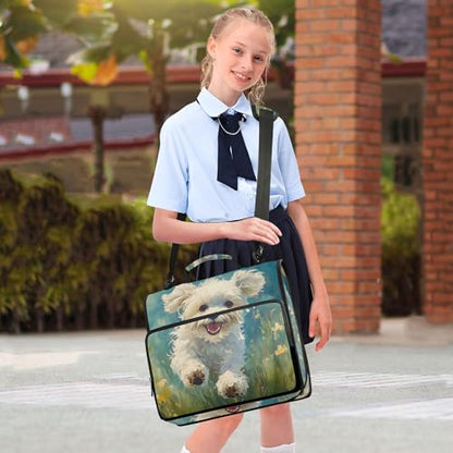 Cute Running Puppy Zipper Binder with Shoulder Strap, 500 Sheets Capacity, Multiple Pockets 1.5Inch 3 Ring Zipper Binder - color: Cute Running Puppy