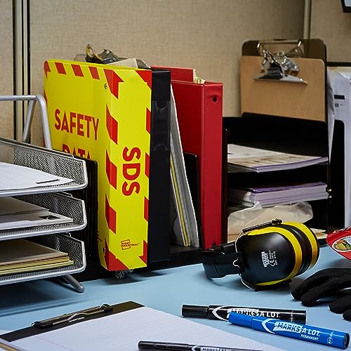 Avery Heavy-Duty Industrial SDS Binder, 3" One-Touch Rings, Yellow/Red Border (18952) - size: 3", style: Heavy-Duty