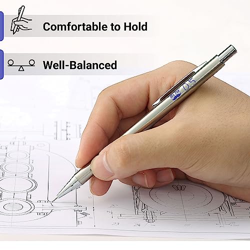 Mr. Pen- Metal Mechanical Pencil Set with Lead Refills & Erasers, 2 Pack | 0.5mm, 4x Tubes 2B Lead Refill, 4x Eraser Refills for School Supplies, Note Taking, Drawing, Sketching, Office - style: 0.5mm