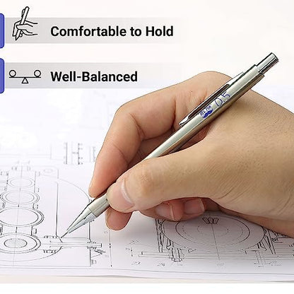 Mr. Pen- Metal Mechanical Pencil Set with Lead Refills & Erasers, 2 Pack | 0.5mm, 4x Tubes 2B Lead Refill, 4x Eraser Refills for School Supplies, Note Taking, Drawing, Sketching, Office - style: 0.5mm