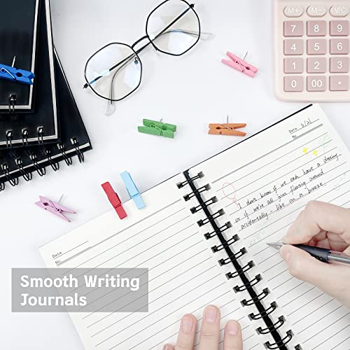 4 Pack Spiral Notebook,A5 Lined Black Journal Notebook 5.62 x 8.4 inches-100 Sheets/200 Pages,100GSM Thick Paper,Hardcover Journals for Writing Work School Supplies - color: Black-Lined