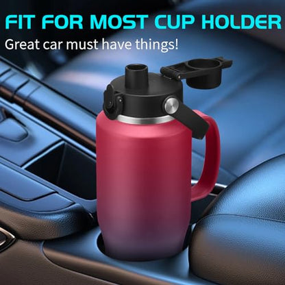 Insulated Water Bottle 32 OZ - with Straw & Pop-up Spout Lid, Keep Cold-48H Hot-12H, Stainless-Steel with handle for Women Men, Metal Flask Water Bottle Fits in Cup Holder - color: Rose&Purple, size: 32 ounces with handle