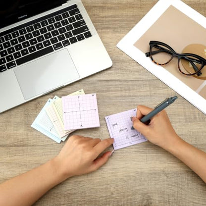Mr. Pen- Graph Paper Sticky Notes, 6 Pads, 3x3 Inch, Pastel Colors | Graph Sticky Notes, Math Graph Paper, Graphing Sticky Notes, Grid Sticky Notes, Grid Notepad, Mini Graph Paper - color: Pastel
