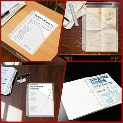 15Pack 3 Hole Punch Clear Plastic Document Folders,Organized Up Poly Translucent Slash Slash File Jacket US Letter/ A4 Size 18C(1.8mm),L-Tape Transparent Document Folders Copy Safe Pockets - color: Clear