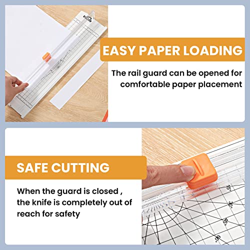ISDIR A4 Paper Cutter 12 Inch Titanium Paper Trimmer Scrapbooking Tool with Automatic Security Safeguard for Craft Paper, Coupon, Label and Cardstock (White)