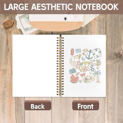 KAOWT Summer Coastal Notebook Journal, Tropical Beach Ocean Notebooks for Note Taking, Preppy Summer Vibes Journal, Beach Lover Gifts, Hardcover Spiral Notebook 5.5x8.3in - color: Summer notbook-Coastal